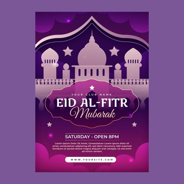 Modello di poster sfumato eid al-fitr