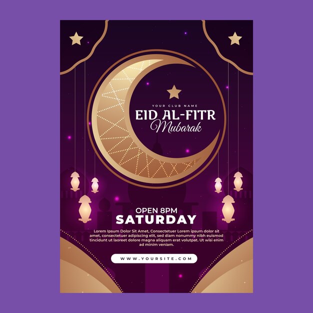 Modello di poster sfumato eid al-fitr