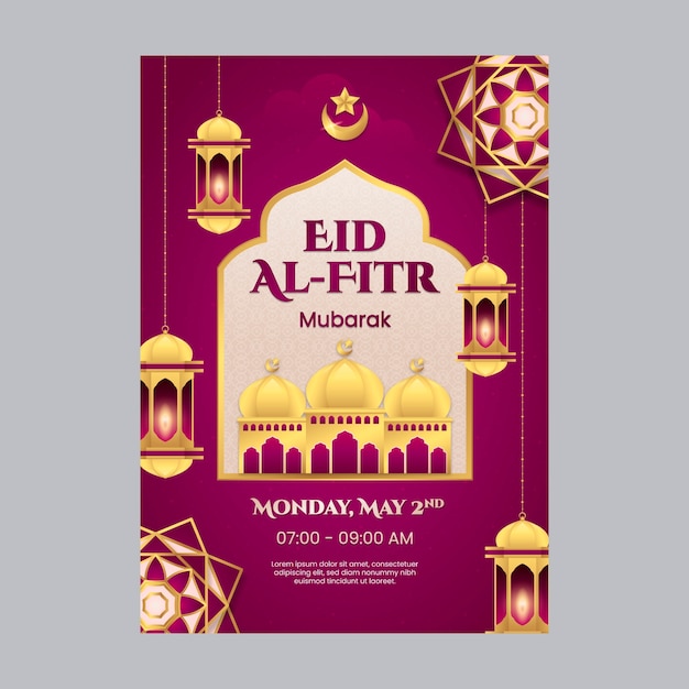 Modello di poster sfumato eid al-fitr