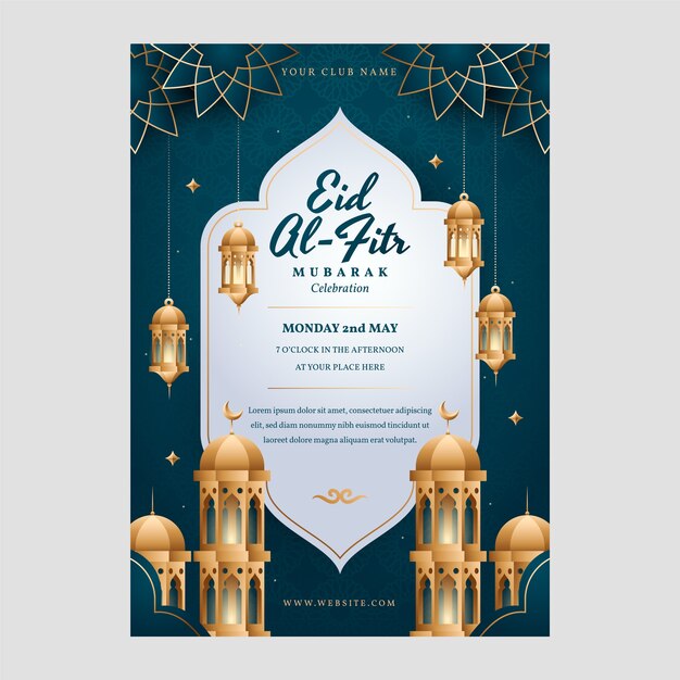 Modello di poster sfumato eid al-fitr