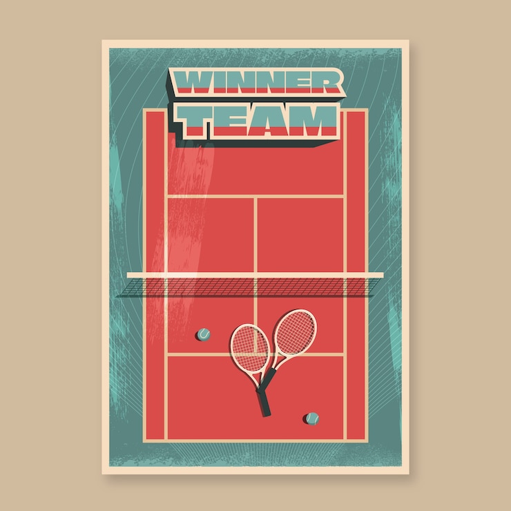 Vettore gratuito modello di poster sportivo retrò disegnato a mano