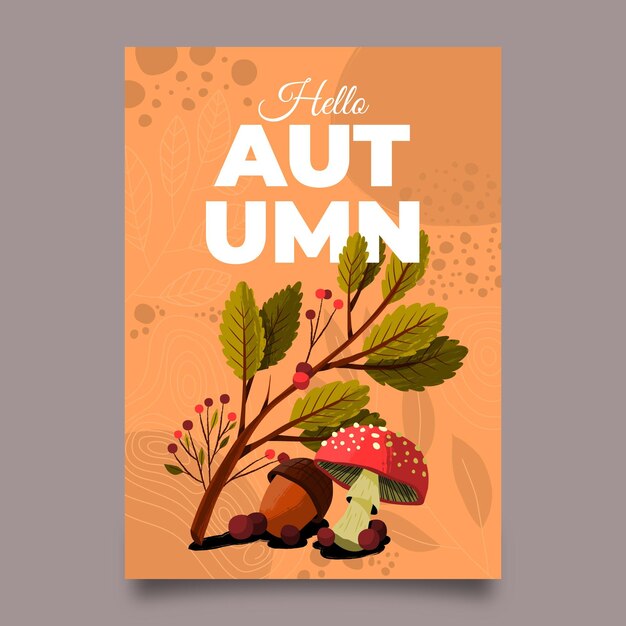 Modello di poster verticale autunnale disegnato a mano