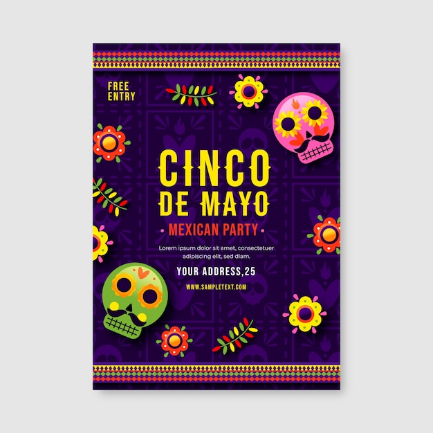 Modello di poster verticale cinco de mayo sfumato