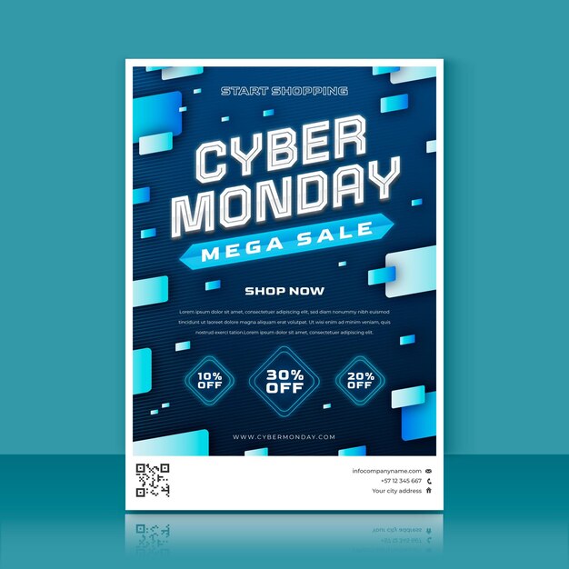 Modello di poster verticale del cyber lunedì sfumato