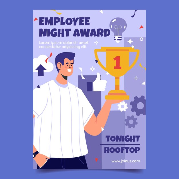 Modello di poster verticale del giorno dell'apprezzamento dei dipendenti disegnato a mano