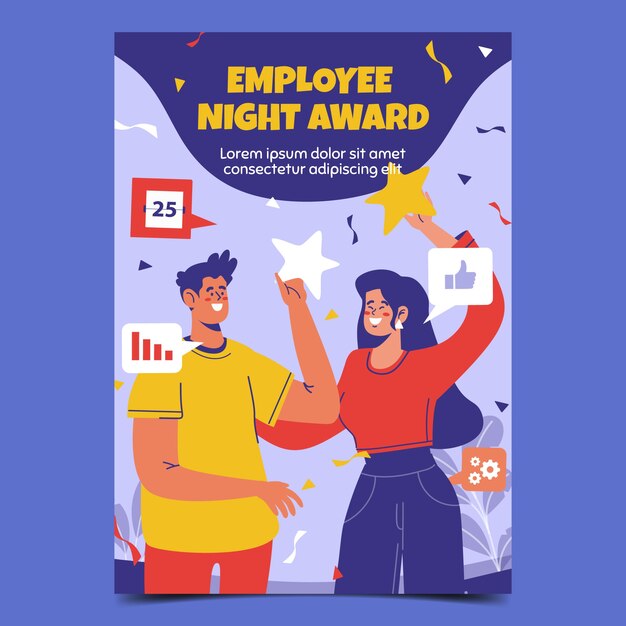 Modello di poster verticale del giorno dell'apprezzamento dei dipendenti disegnato a mano