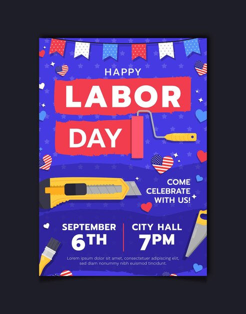 Modello di poster verticale della festa del lavoro