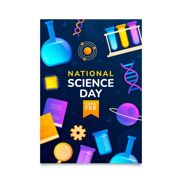 Modello di poster verticale della giornata nazionale della scienza sfumata