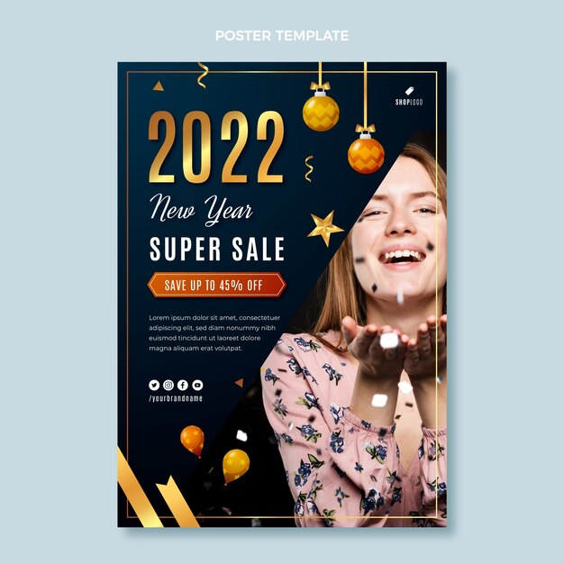 Modello di poster verticale di capodanno sfumato