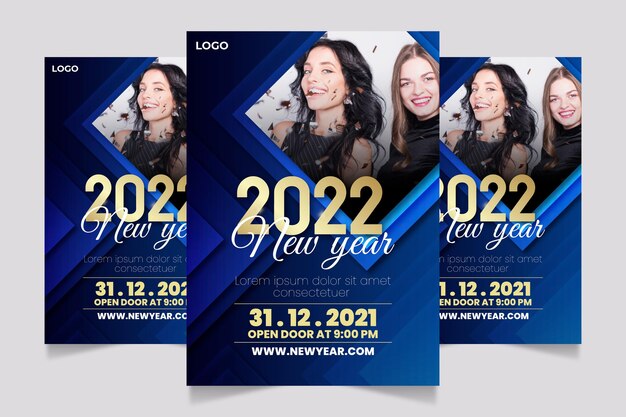 Modello di poster verticale di capodanno sfumato