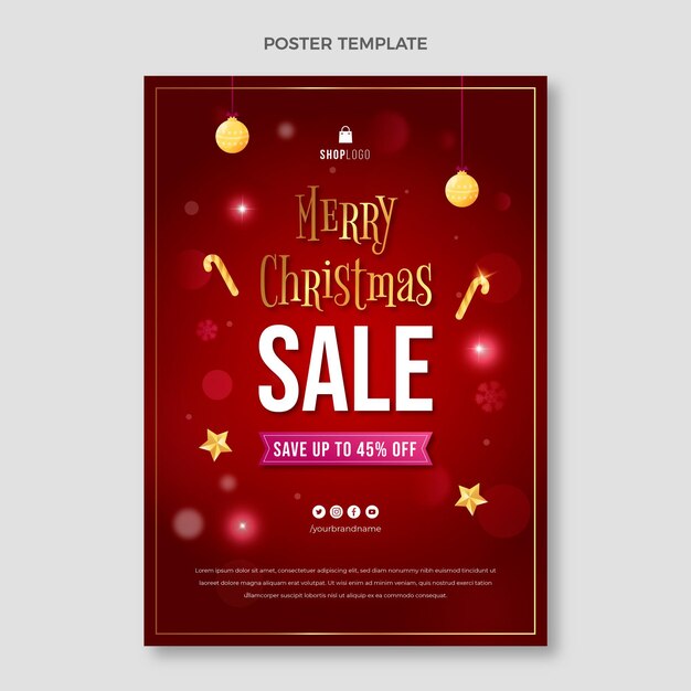 Modello di poster verticale di natale sfumato