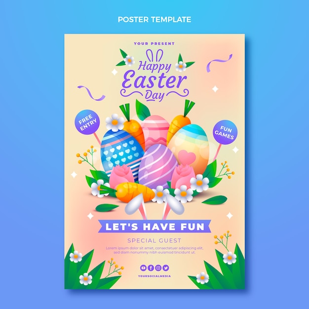 Modello di poster verticale di Pasqua sfumato