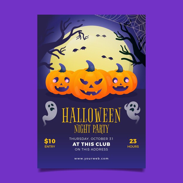 Modello di poster verticale festa di halloween sfumato