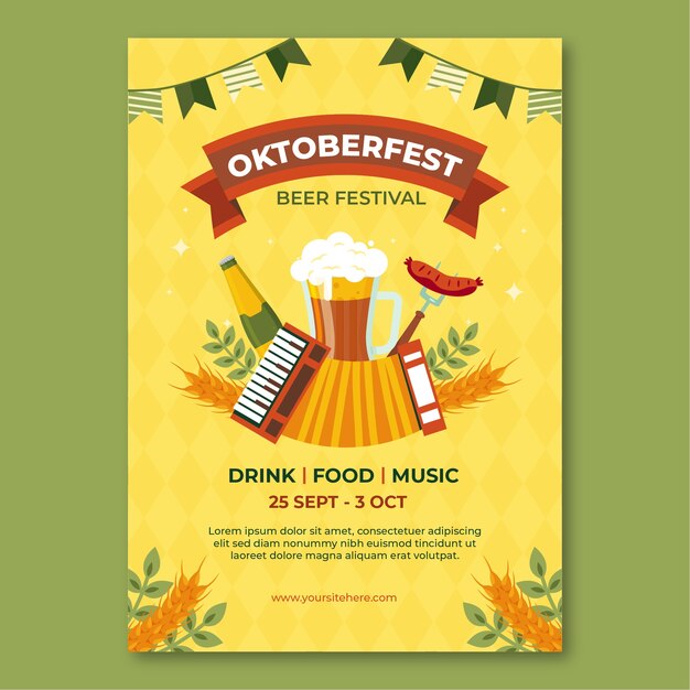 modello di poster verticale Flat oktoberfest