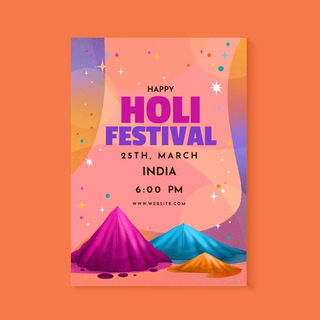 Modello di poster verticale holi dell'acquerello
