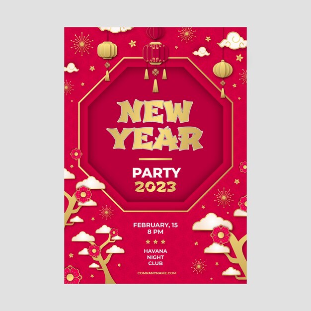 Modello di poster verticale per la celebrazione del capodanno cinese
