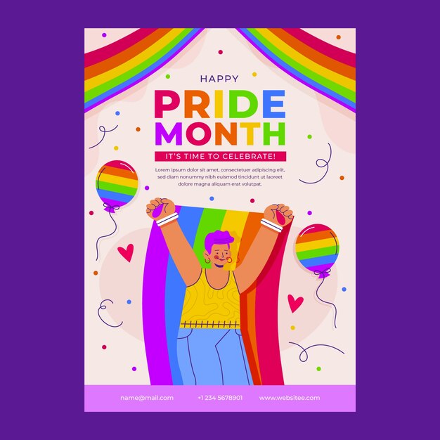 Modello di poster verticale per la celebrazione del mese dell'orgoglio