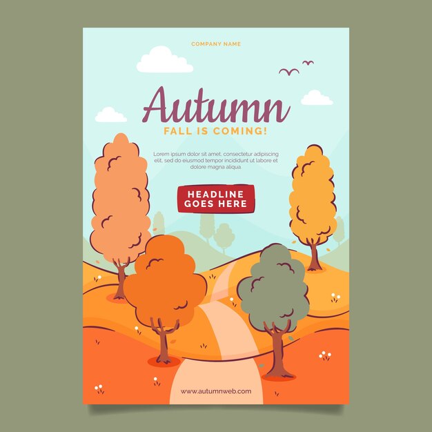 Modello di poster verticale per la celebrazione dell'autunno piatto