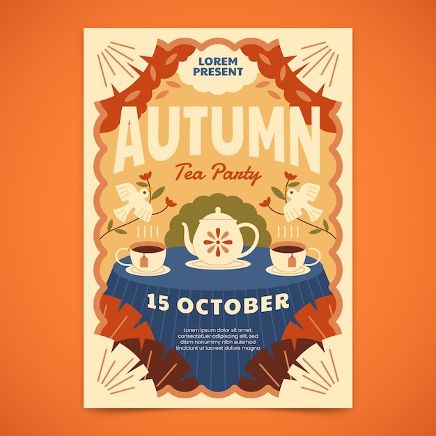 Modello di poster verticale per la celebrazione dell'autunno piatto