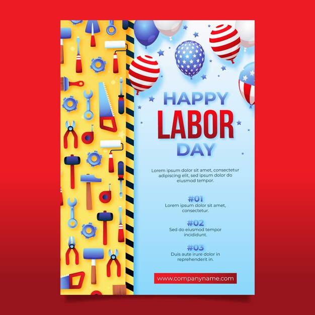 Modello di poster verticale per la celebrazione della festa del lavoro negli Stati Uniti