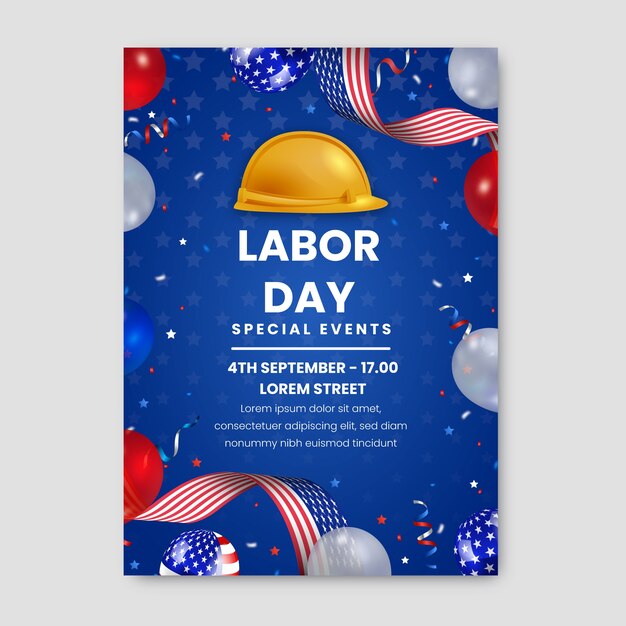 Modello di poster verticale per la celebrazione della festa del lavoro negli Stati Uniti
