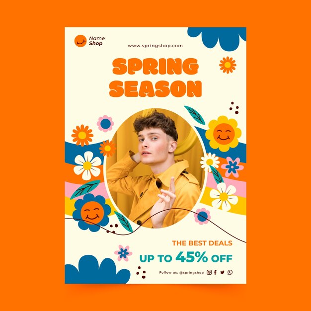 Modello di poster verticale per la celebrazione della primavera