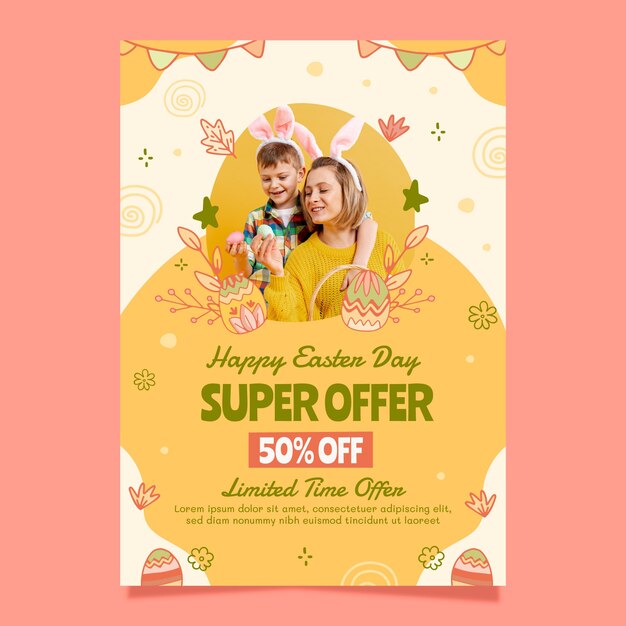 Modello di poster verticale per la celebrazione di Pasqua