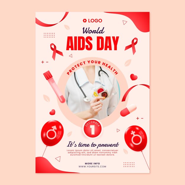 Modello di poster verticale per la Giornata mondiale dell'AIDS