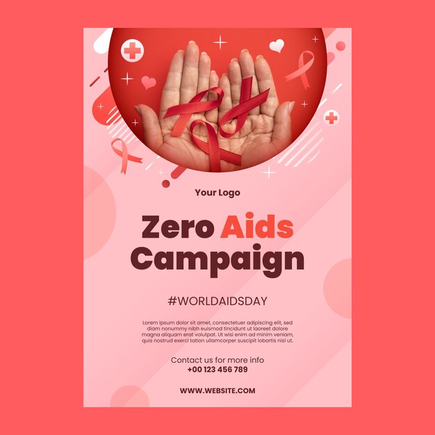 Modello di poster verticale per la Giornata mondiale dell'AIDS