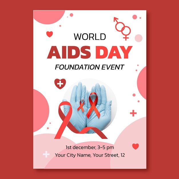 Modello di poster verticale per la Giornata mondiale dell'AIDS
