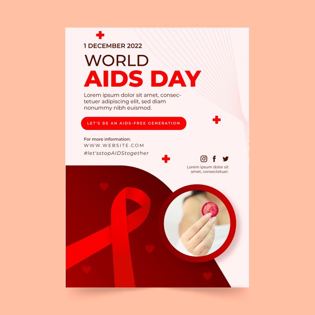 Modello di poster verticale per la memoria della giornata mondiale contro l'aids