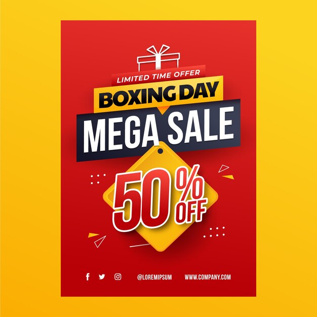 Modello di poster verticale per la vendita e lo shopping del giorno di Santo Stefano sfumato