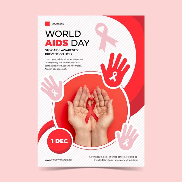 Modello di poster verticale piatto per la giornata mondiale dell'AIDS