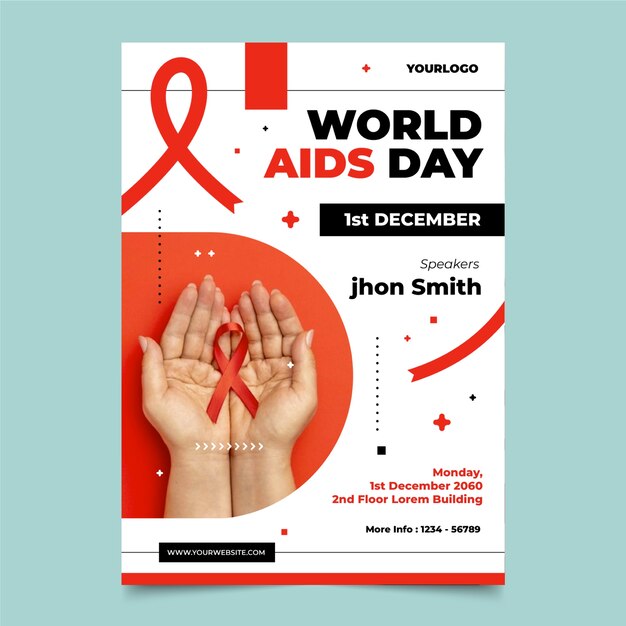 Modello di poster verticale piatto per la giornata mondiale dell'AIDS