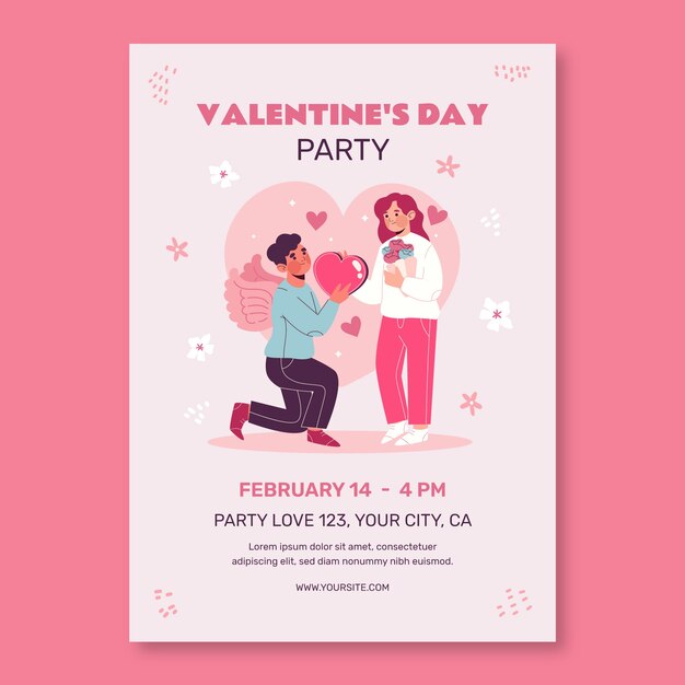 modello di poster verticale piatto per la vacanza del giorno di San Valentino