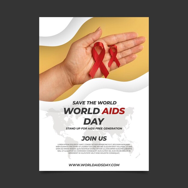 Modello di poster verticale realistico della giornata mondiale dell'AIDS