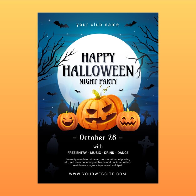 Modello di poster verticale realistico per la celebrazione della stagione di Halloween