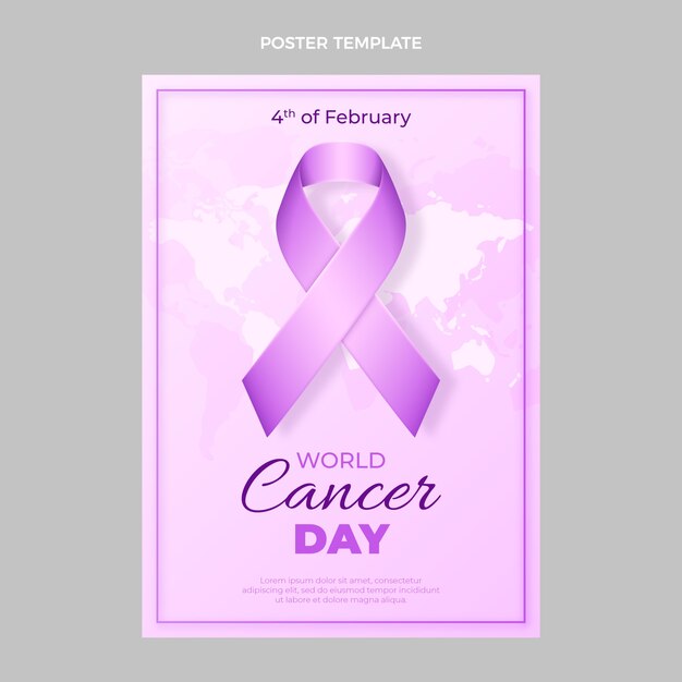 Modello di poster verticale realistico per la giornata mondiale del cancro