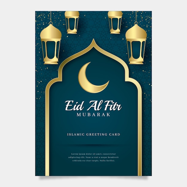 Modello di poster verticale sfumato eid al-fitr