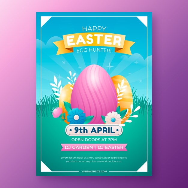 Modello di poster verticale sfumato per la celebrazione della Pasqua
