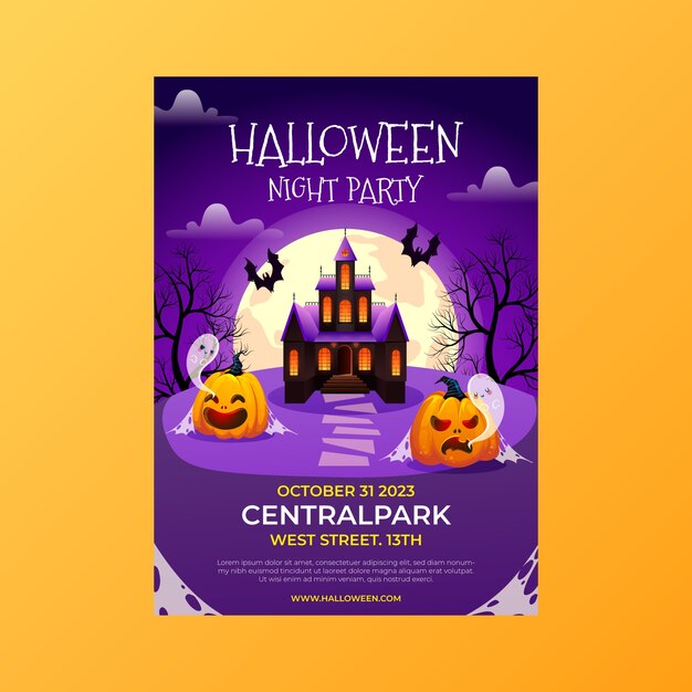 Modello di poster verticale sfumato per la celebrazione di halloween