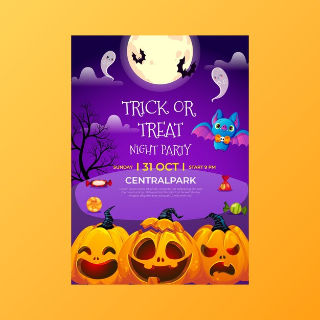 Modello di poster verticale sfumato per la celebrazione di halloween