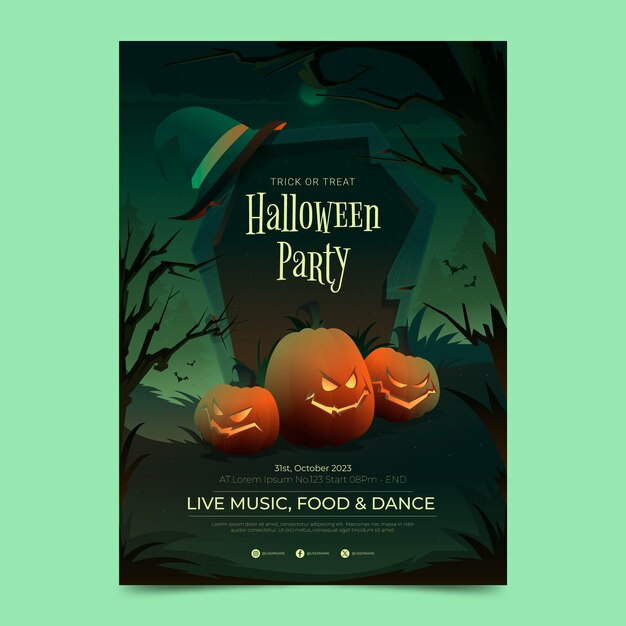 Modello di poster verticale sfumato per la stagione di Halloween