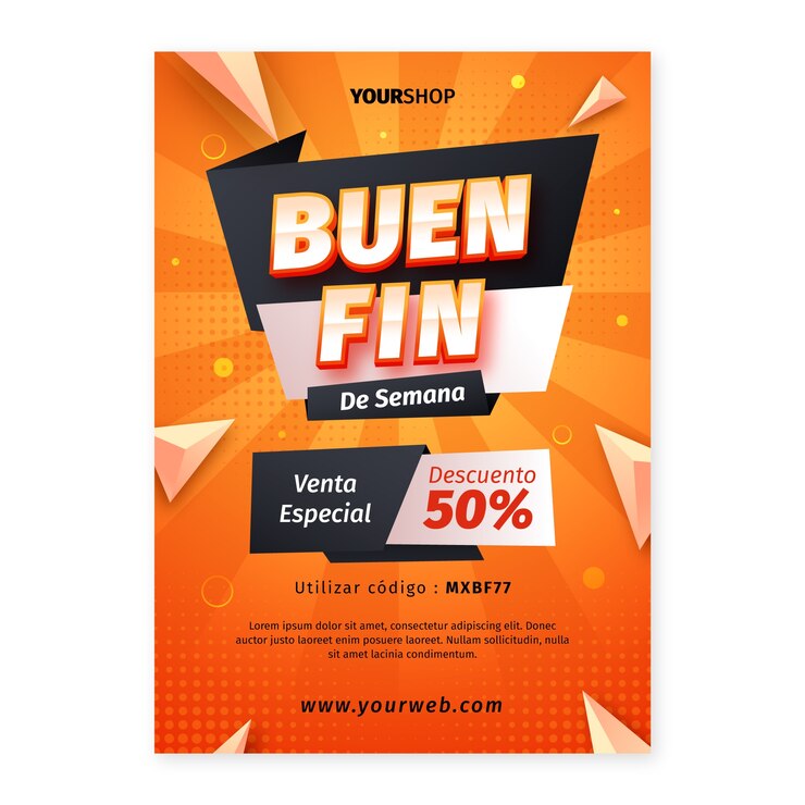 Vettore gratuito modello di poster verticale sfumato per le vendite di buen fin