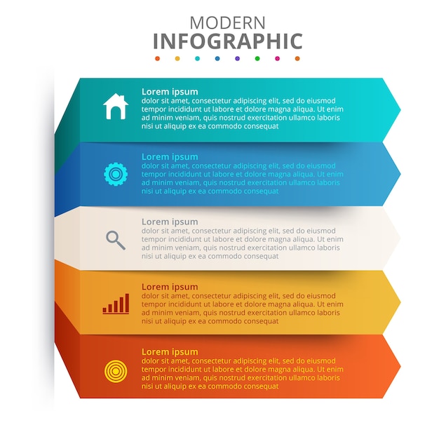 Modello di presentazione aziendale infografica con 5 opzioni