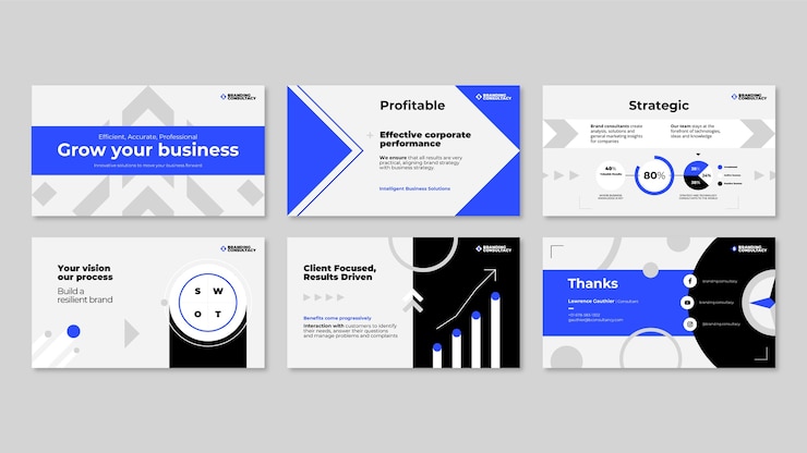 Vettore gratuito modello di presentazione per consulenza di design piatto
