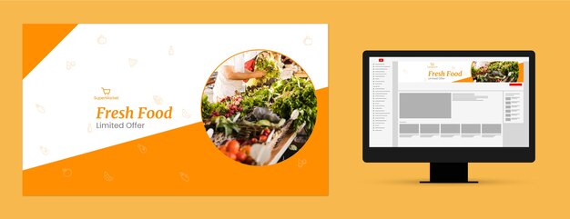 Modello di progettazione artistica del canale YouTube del supermercato