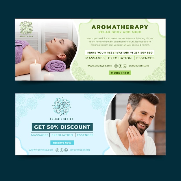 Modello di progettazione banner piatto benessere
