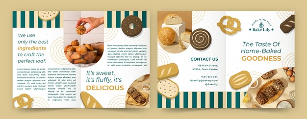 Modello di progettazione brochure da forno disegnato a mano