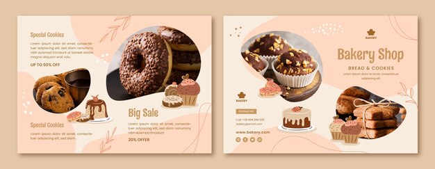 Modello di progettazione brochure da forno disegnato a mano